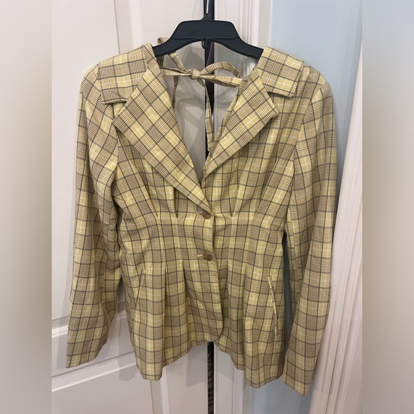 Topshop Yellow Plaid Women’s Blazer | Size 2 - Picture 8 of 11